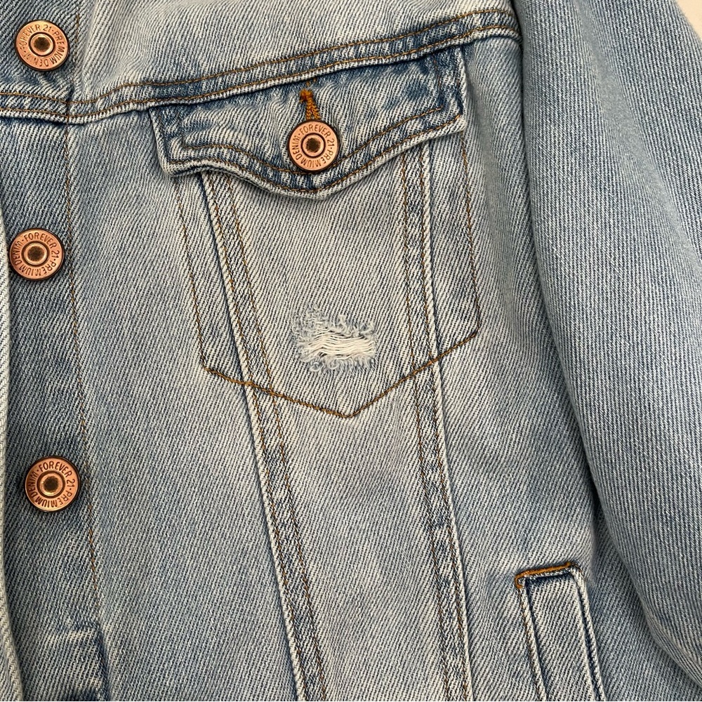 Forever 21 Embroidered Oversized Denim Jacket - Picture 10 of 16